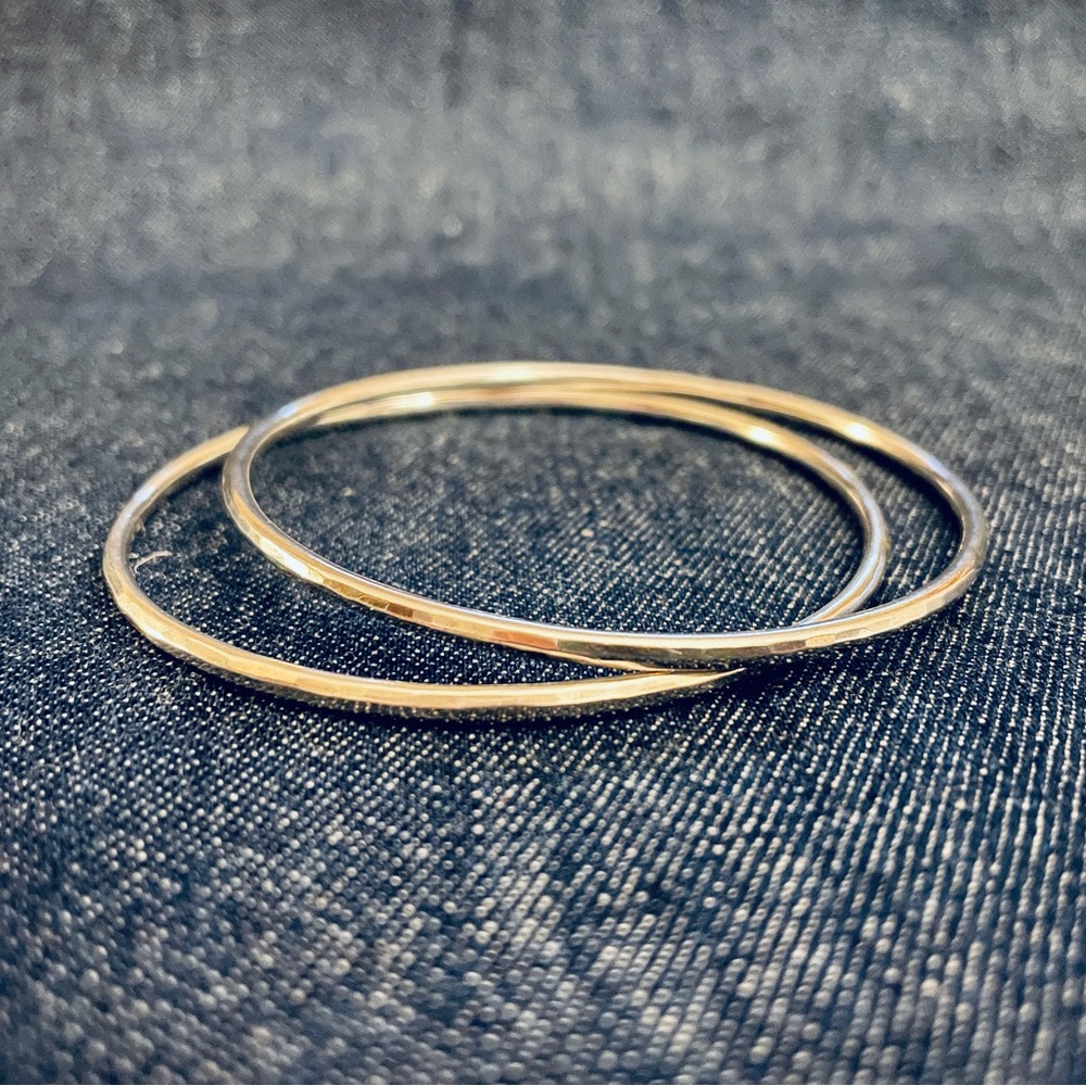 Two James Avery Hammered Sterling Silver .925 Bangle Bracelets
